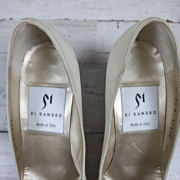 VTG Di Sandro Made In Italy Pumps 8.5B Bone Nubuck Leather Heels (Display Use) - Picture 6 of 13